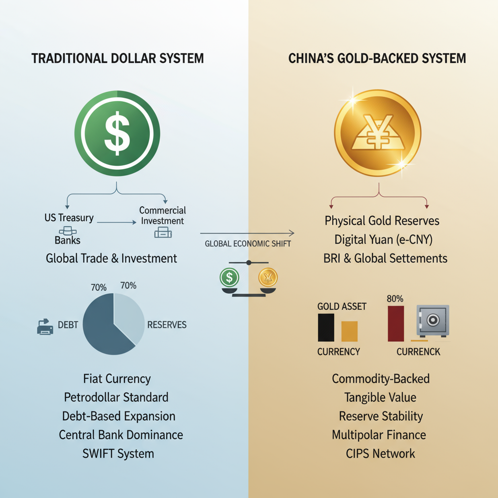 传统美元体系vs中国黄金体系对比